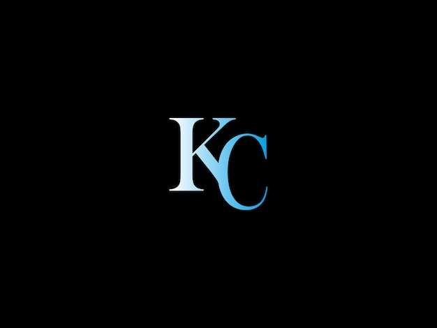 Un fondo negro con un logo azul para una empresa llamada kc
