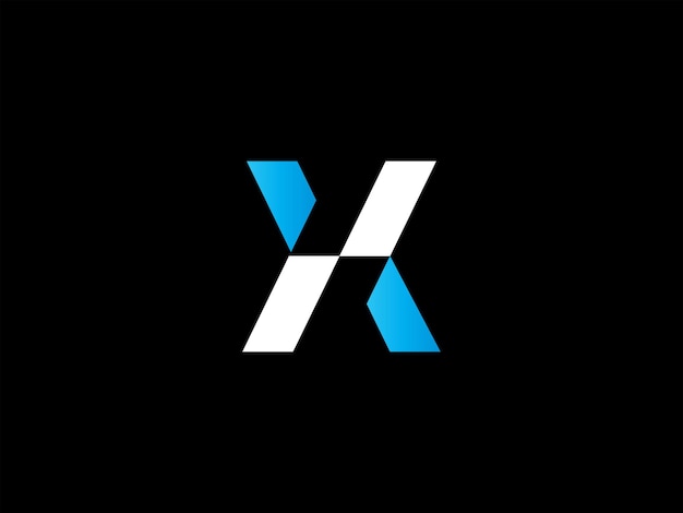 Un fondo negro con un logo azul x en él