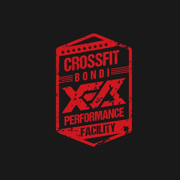 Vector un fondo negro con un logo crossfit bondi rojo.