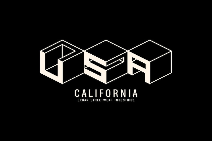 Vector un fondo negro con un logotipo blanco y las palabras california en él