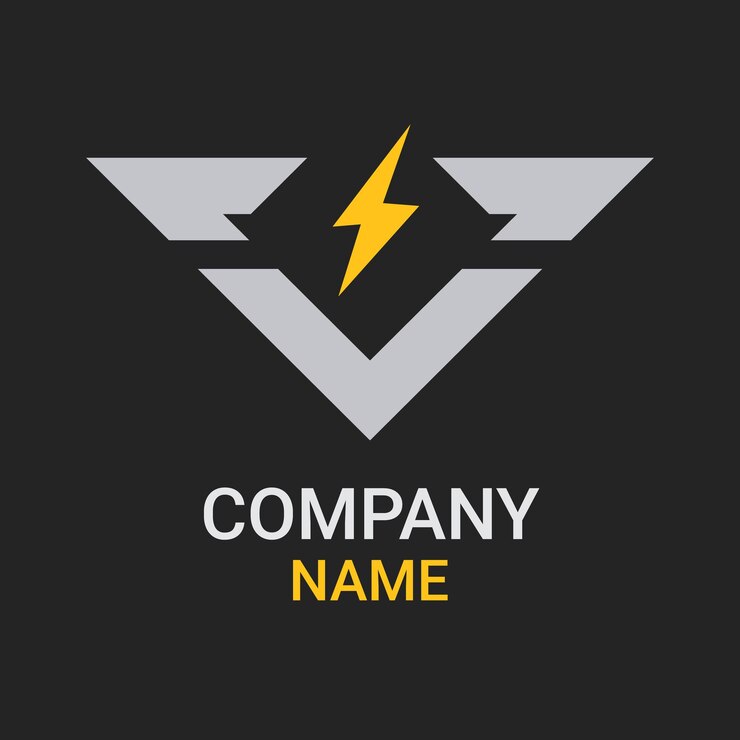 un fondo negro con un logotipo para el nombre de la empresa