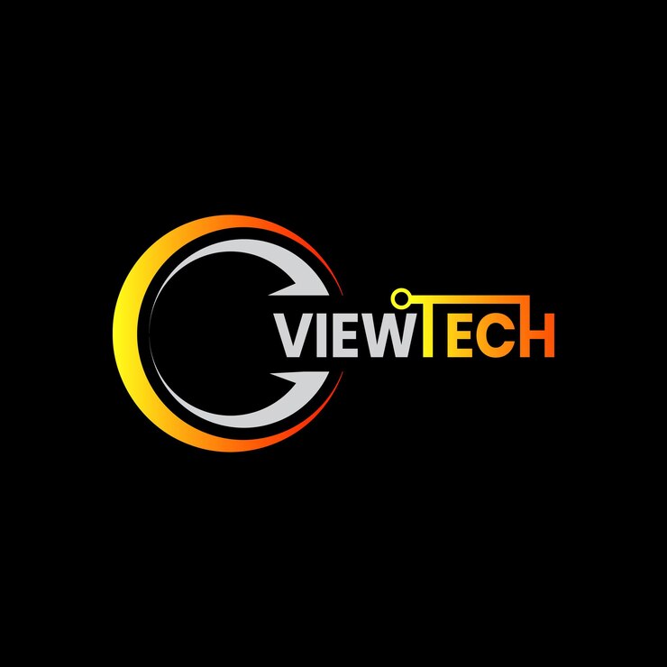 Vector un fondo negro con un logotipo de viewtech para la computadora
