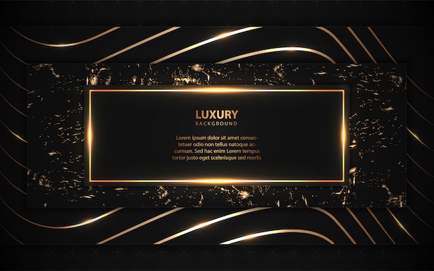 Fondo negro de lujo con decoración de luz dorada