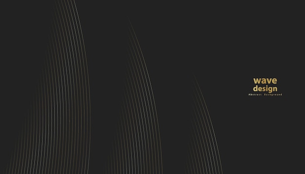 Fondo negro de lujo con diseño curvo de línea dorada