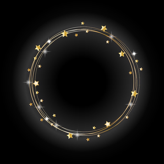 Fondo negro de lujo con estrellas doradas