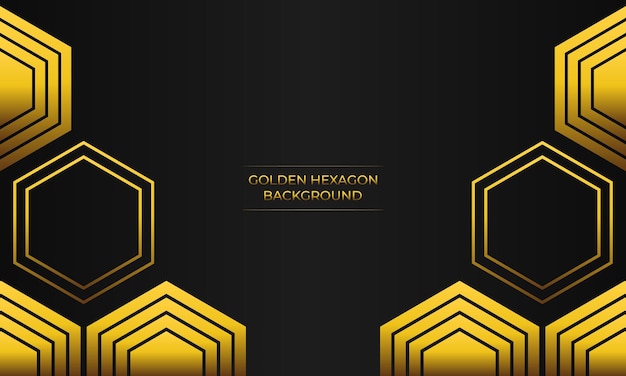 fondo negro de lujo con forma hexagonal geométrica dorada abstracta