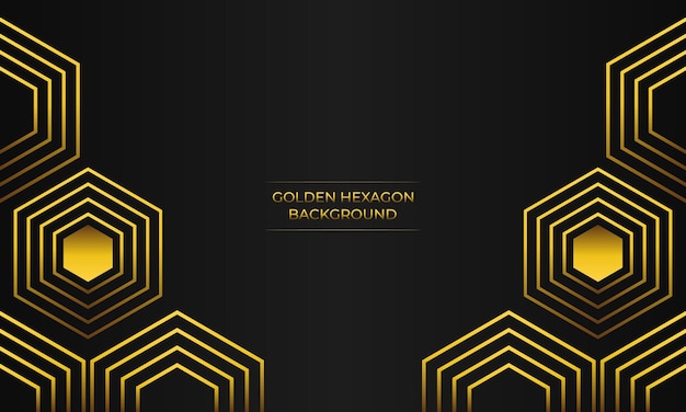 fondo negro de lujo con forma hexagonal geométrica dorada abstracta