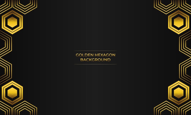 fondo negro de lujo con forma hexagonal geométrica dorada abstracta