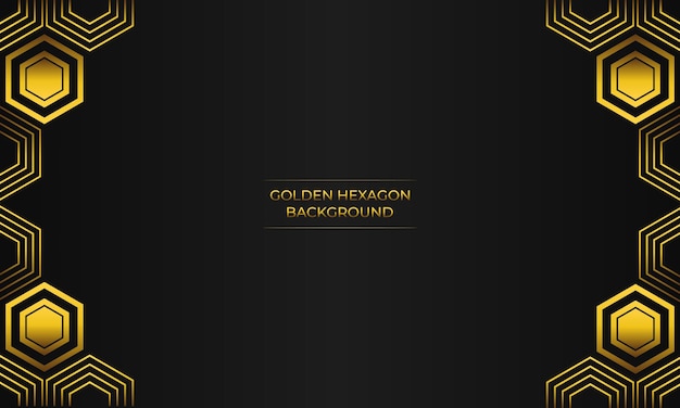 fondo negro de lujo con forma hexagonal geométrica dorada abstracta