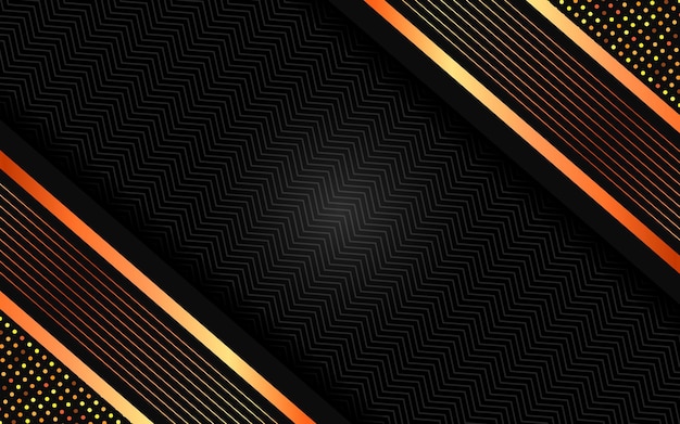 Fondo negro de lujo con patrón y líneas doradas