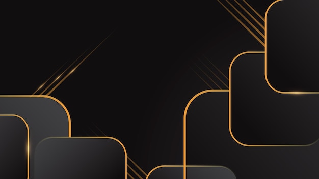 Fondo negro de lujo con textura suave decorada con líneas doradas brillantes Fondo Powerpoint