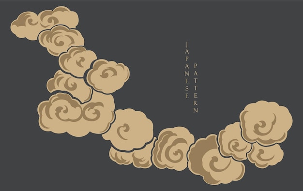 Fondo negro y marrón con patrón de nubes chinses japonesas Diseño de pancartas de paisaje de arte abstracto