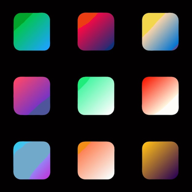 un fondo negro con muchos cuadrados diferentes y los colores del arco iris