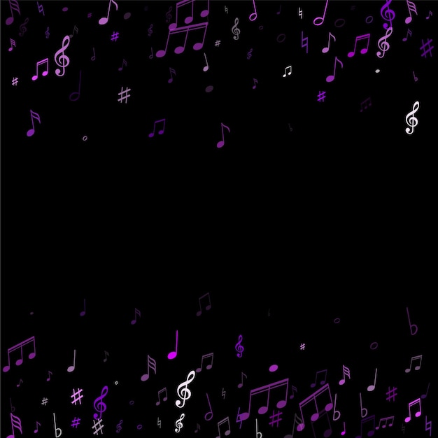 Vector un fondo negro con notas musicales y notas