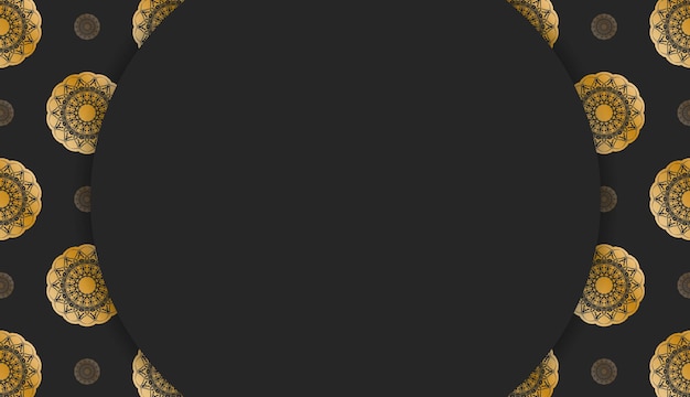 Fondo negro con patrón de oro griego y espacio de logotipo