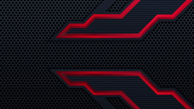 Fondo negro rojo metálico abstracto con rayas de contraste. Diseño de folleto gráfico de vector abstracto.Concepto de innovación tecnológica de marco.