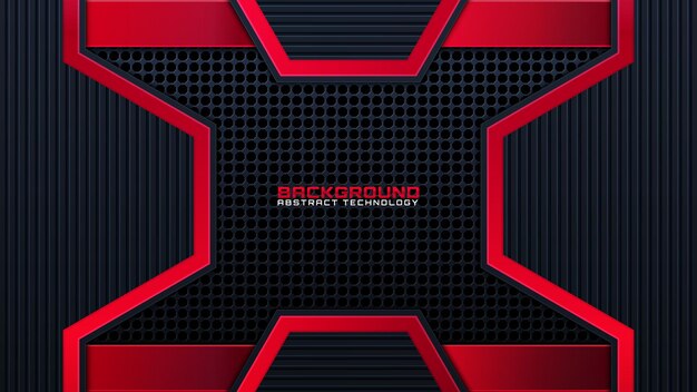 Fondo negro rojo metálico abstracto con rayas de contraste. Diseño de folleto gráfico de vector abstracto.Concepto de innovación tecnológica de marco.
