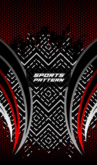 Un fondo negro y rojo con un patrón negro y blanco que dice patrón deportivo.