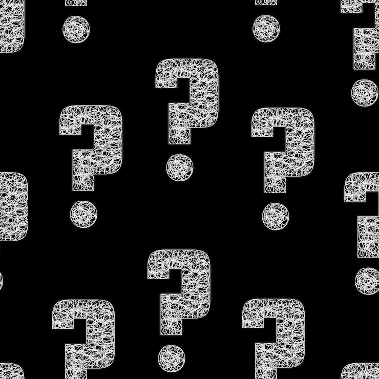 Vector un fondo negro con signos de pregunta y un signo de pregunta en él