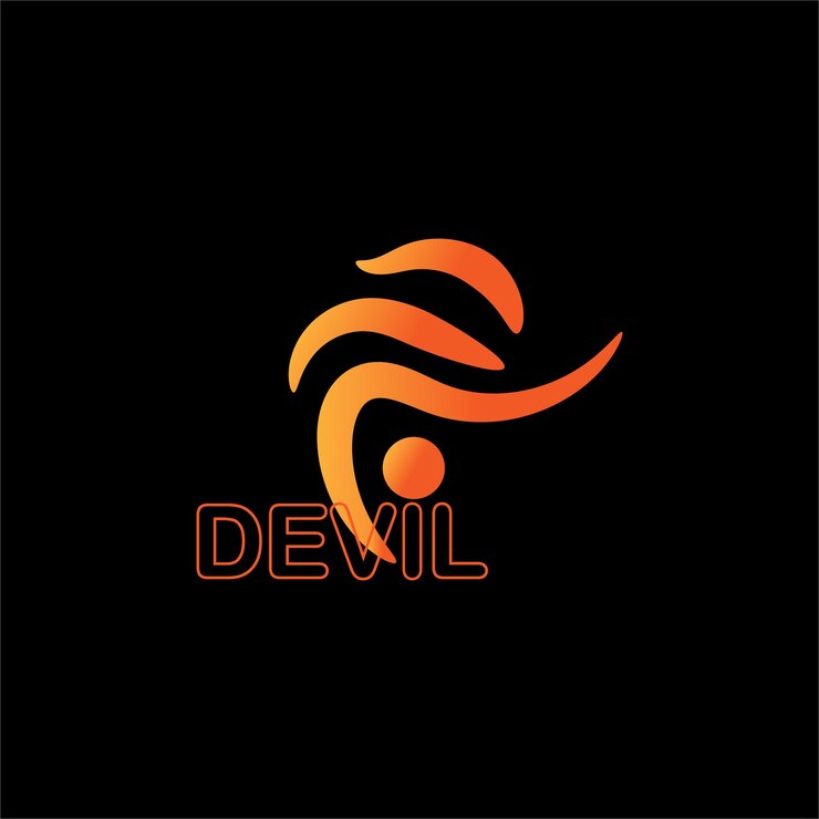 un fondo negro con un símbolo rojo y la palabra diablo en él