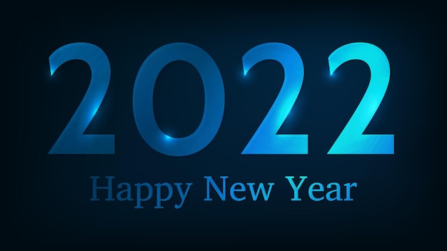 Fondo de neón de feliz año nuevo 2022. Telón de fondo de neón abstracto con luces para tarjetas de felicitación navideñas, folletos o carteles. Ilustración vectorial