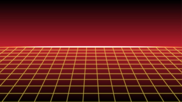fondo de neón rojo Retro perspectiva de cuadrícula de láser rojo futurista
