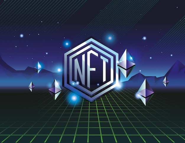 Fondo NFT en estilo retro Banner Token no fungible