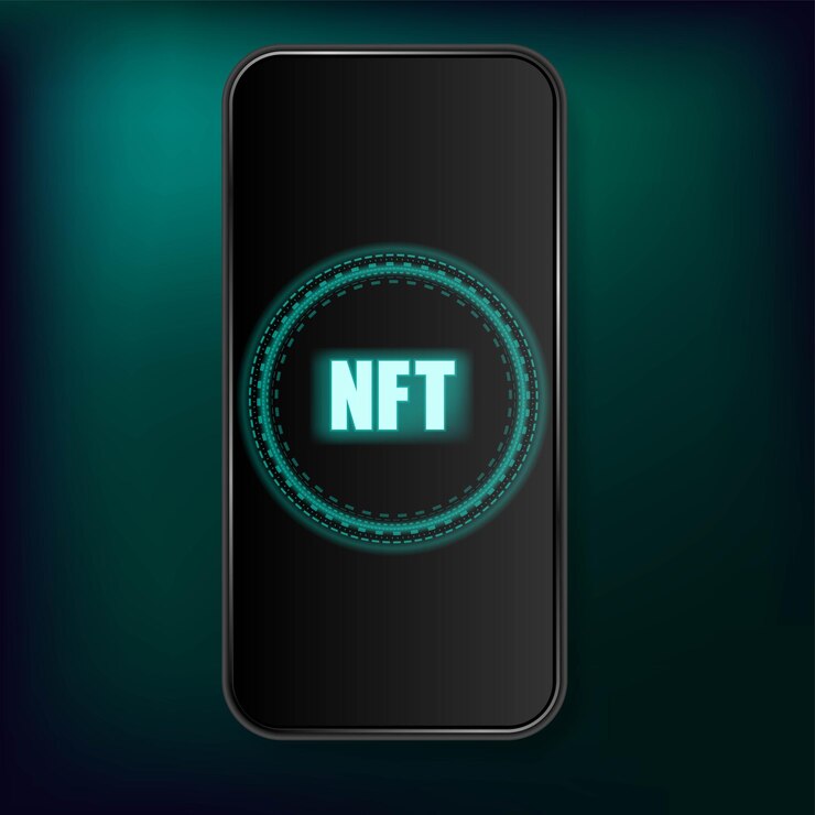 Vector fondo nft móvil negro