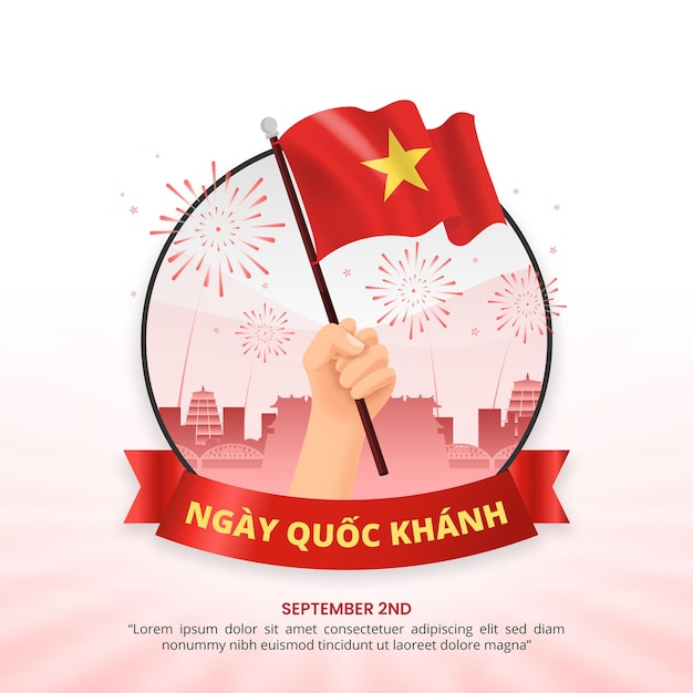 Vector fondo de ngay quoc khanh o día nacional de vietnam con bandera ondeante