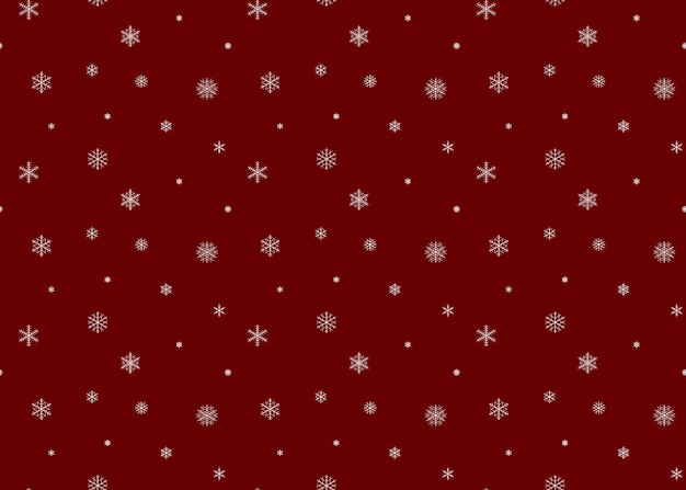 Fondo de nieve color rojo. Patrón sin fisuras de los copos de nieve.