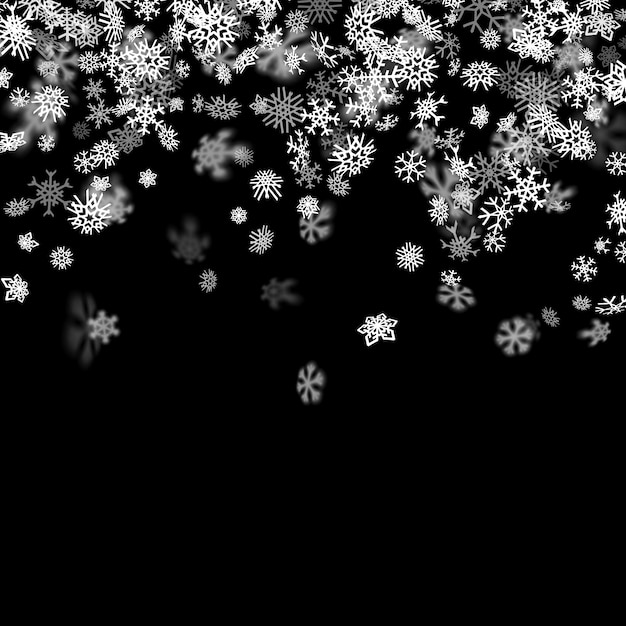 Vector fondo de nieve con copos de nieve