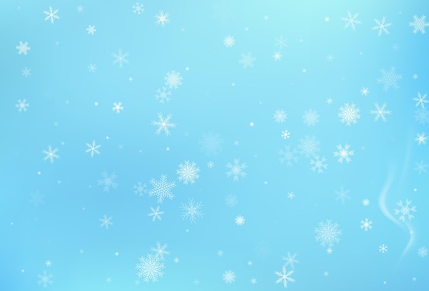 Fondo de nieve de invierno. Vector de copo de nieve cayendo