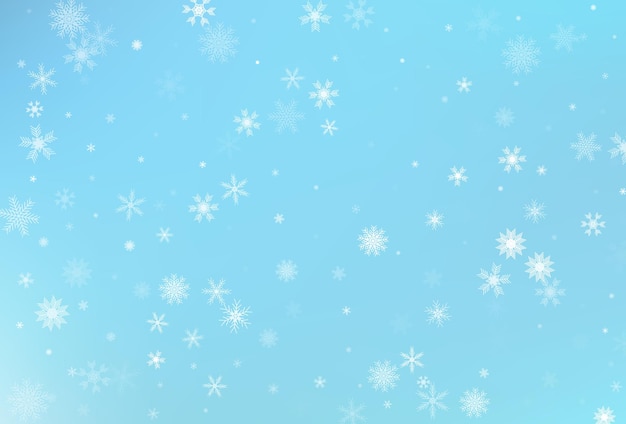 Fondo de nieve de invierno. Vector de copo de nieve cayendo