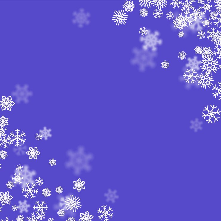 Vector fondo de nieve de navidad con copos de nieve dispersos cayendo en invierno
