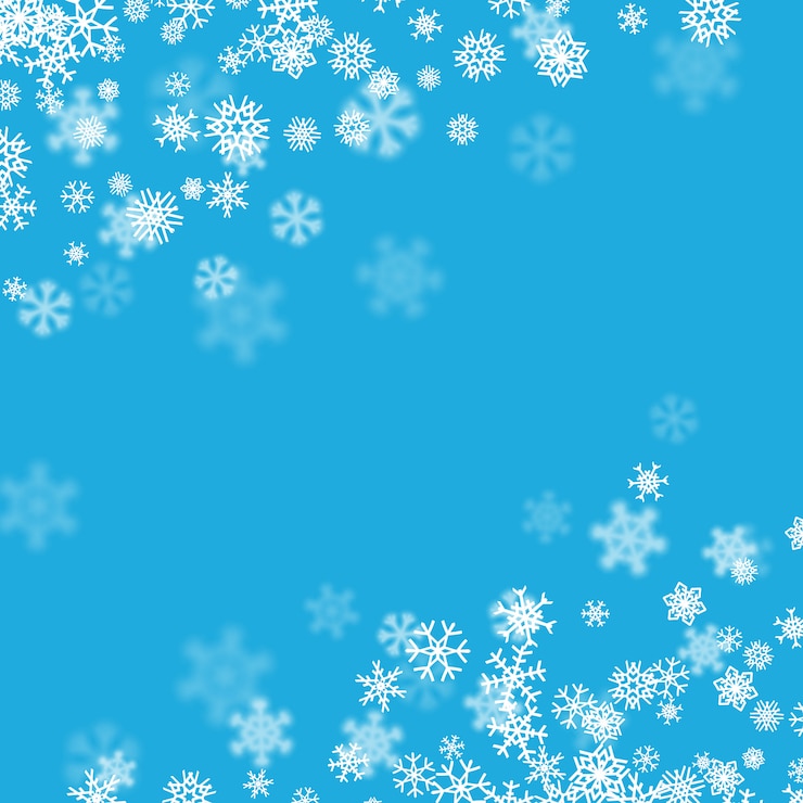 Vector fondo de nieve de navidad con copos de nieve dispersos cayendo en invierno