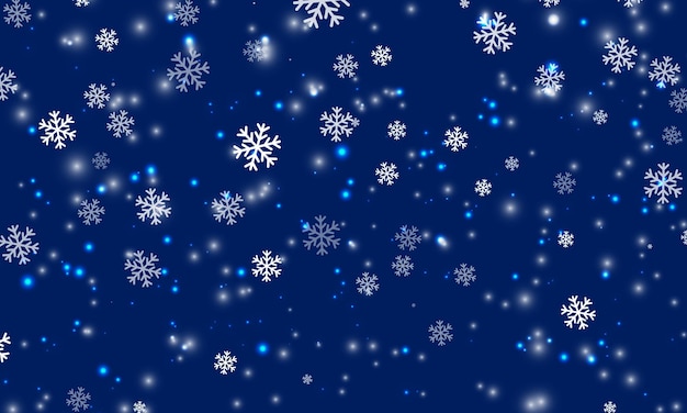 Fondo de nieve. nevadas de invierno. copos de nieve blancos en el cielo azul. fondo de navidad. caída de nieve.