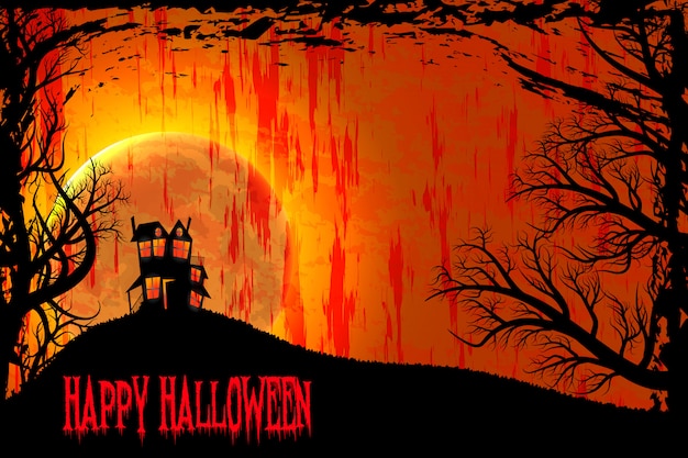 Vector fondo de la noche de halloween feliz. estilo grunge