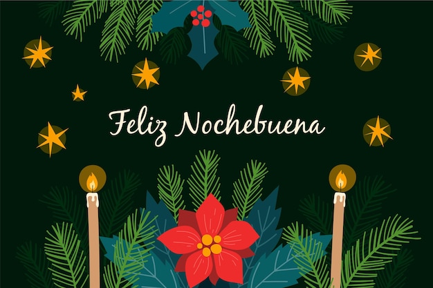 Vector fondo nochebuena dibujado a mano