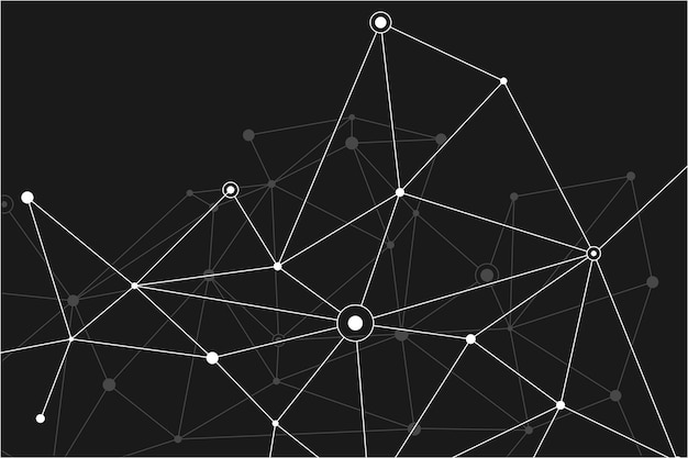 Fondo de nodo de línea de plexo geométrico Patrón abstracto negro para web con estructura de partículas