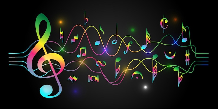 Vector fondo de notas musicales a todo color