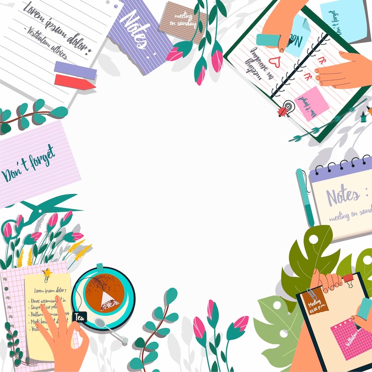 Vector fondo de notas de papel en diseño dibujado a mano