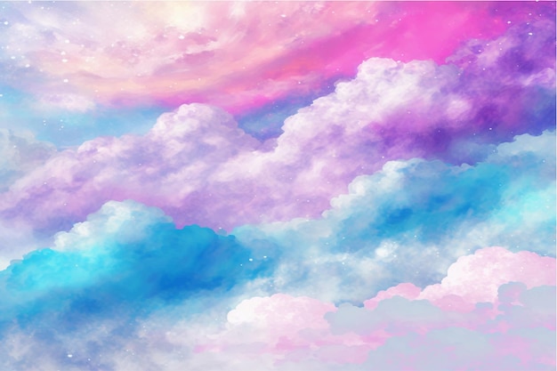 Vector fondo de nube de cielo de acuarela pintado a mano con un color pastel