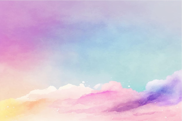 Vector fondo de nube de cielo de acuarela pintado a mano con un color pastel