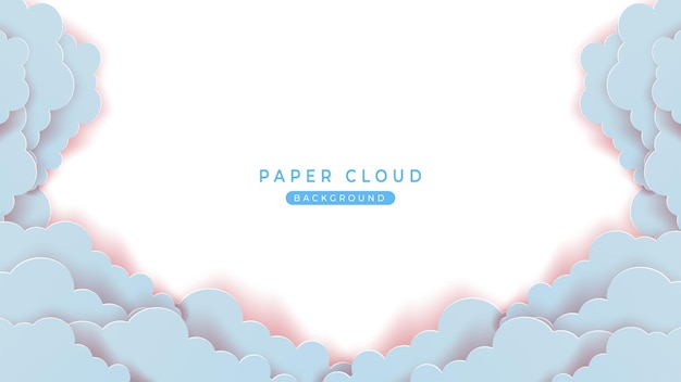 Fondo de nube de papel azul con espacio de copia