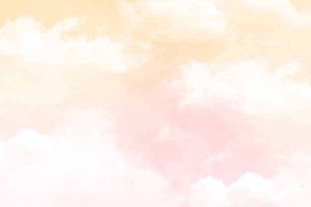 Fondo de nubes del cielo en color pastel de acuarela pintado a mano
