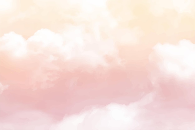 Fondo de nubes del cielo en color pastel de acuarela pintado a mano