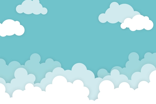 Vector fondo de nubes en estilo de corte de papel