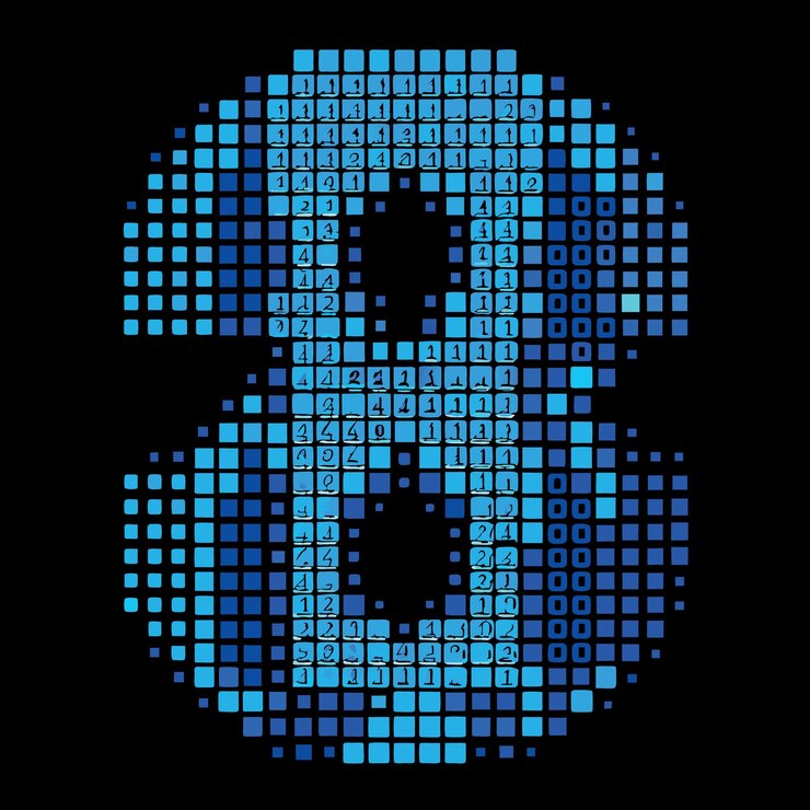 Vector fondo con números azules en un fondo negro ilustración vectorial de patrón sin costuras