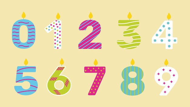 Vector fondo de números de cumpleaños dibujados a mano