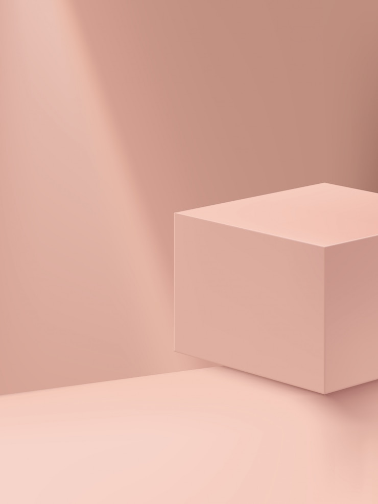 Fondo o plataforma de visualización de productos de geometría mínima, monocromo rosa pastel